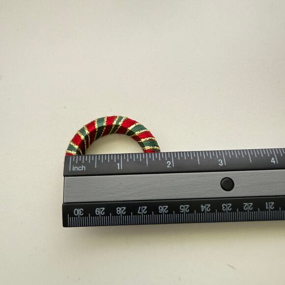 Christmas Holiday Napkin Holder Rings Striped Set of 4 Red Green Gold 0.5" x 2" - Picture 4 of 5